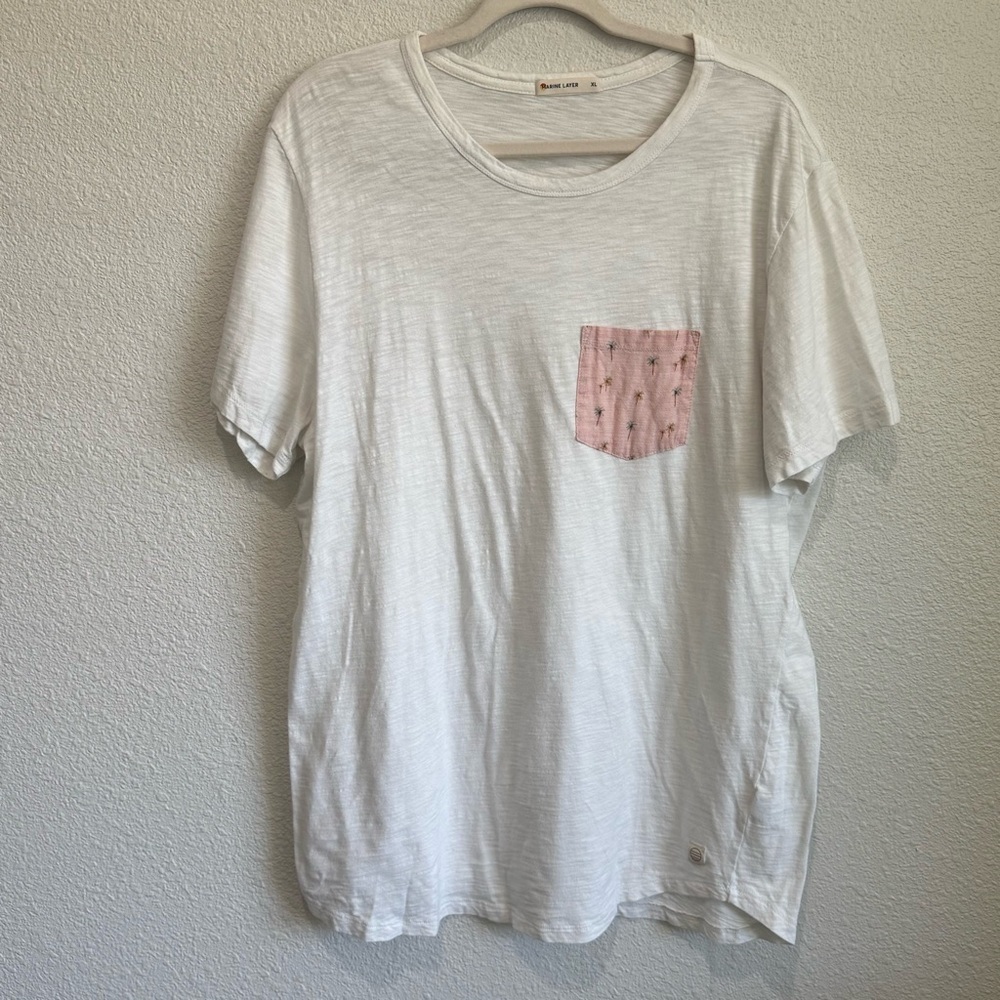 Marine Layer Men's‎ XL Saddle Hem Pocket TShirt Cotton Palm Tree Vacation Boho